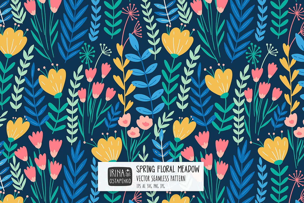 Spring floral meadow Seamless Patter, a Wallpaper Graphic by Irina Ostapenko (Photo 1 of 5)