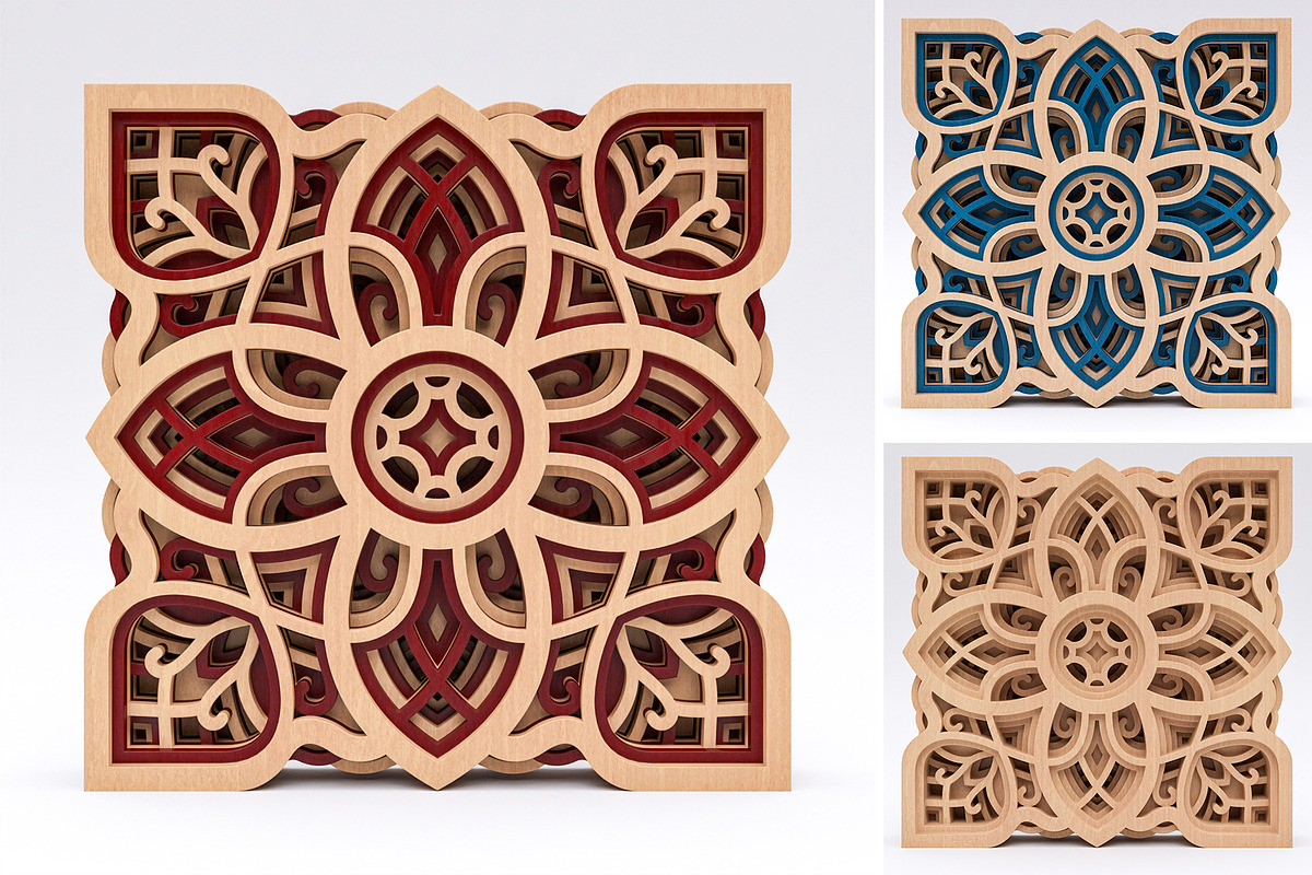 Mandala MD02 3D Layered SVG Cut File, an Illustration by pixaroma