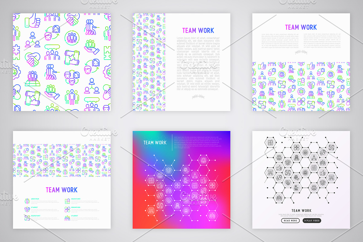Team Work Icons Set | 30 Templates, an Outline Icon by Alex Blogoodf