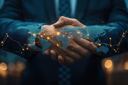 Global Partnership Handshake Digital, a Background Photo by Pixeness
