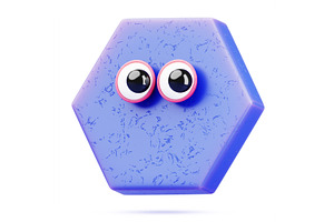 Blue hexagon 3d character - comic, a Characters & Person 3D Model by Marozhkastudio
