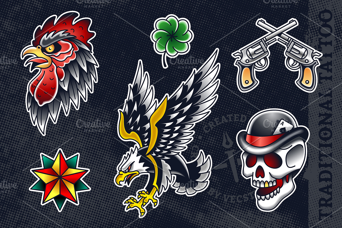 Traditional Tattoo Vector Pack, a Decorative Illustration by Vecster (Photo 5 of 14)