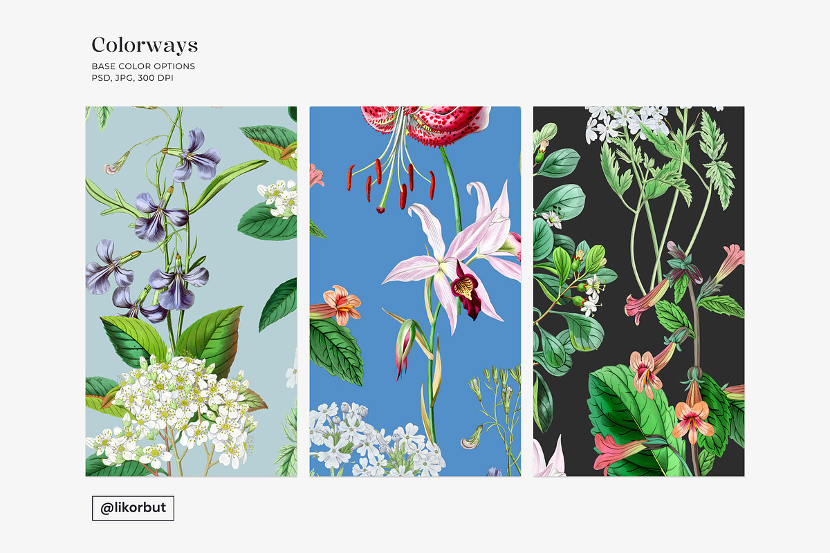 Blue Vintage Botanical Pattern, a Pattern Graphic by likorbut (Photo 5 of 14)