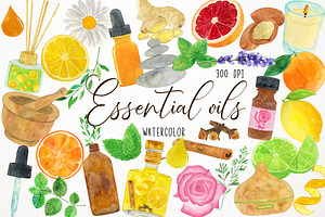 Watercolor Essential Oils Clipart, an Illustration by Paulaparaula
