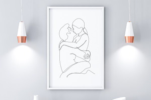 Line Art Passinate Couple Minimal