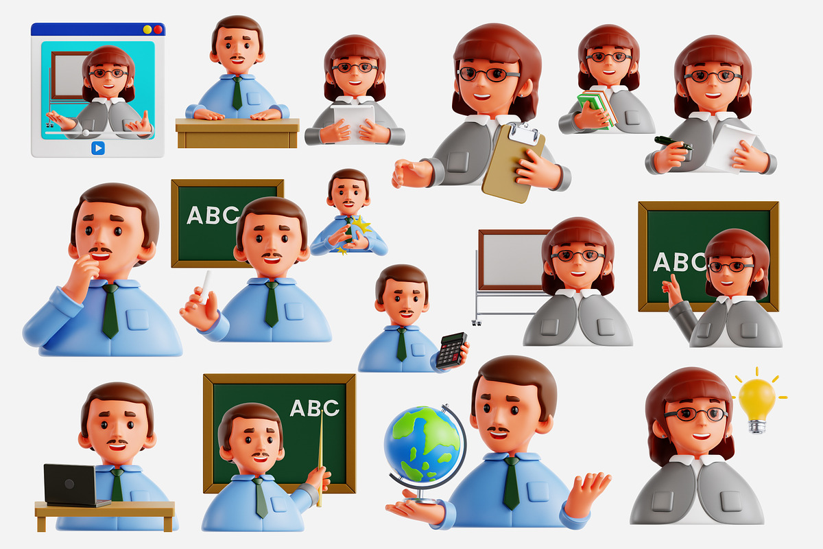 Classroom Teacher 3D Icon Set, an Object 3D Model by Eklip Studio (Photo 2 of 2)