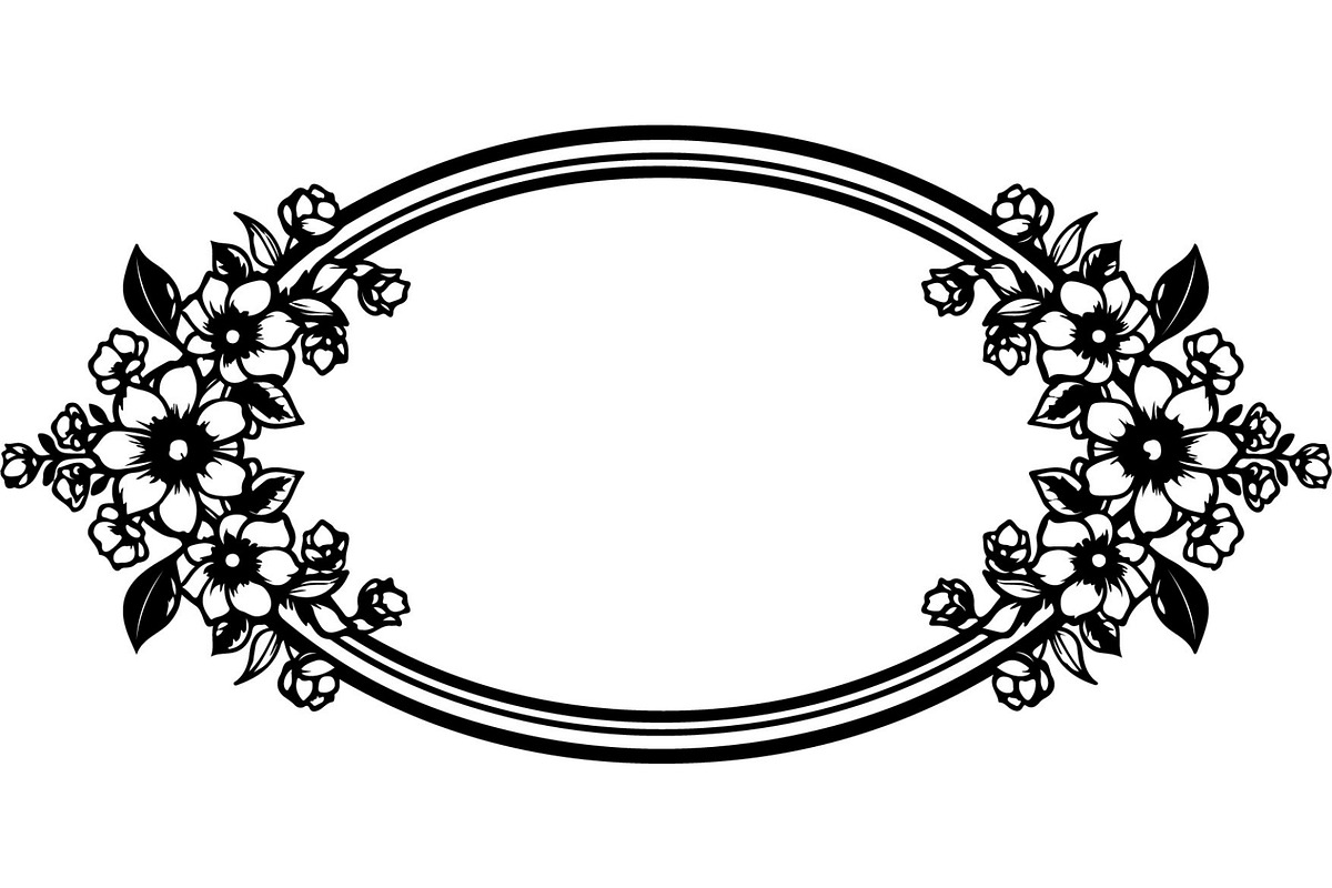 Black Floral Wreath Frame Set, an Illustration by Designer_Momina (Photo 5 of 20)