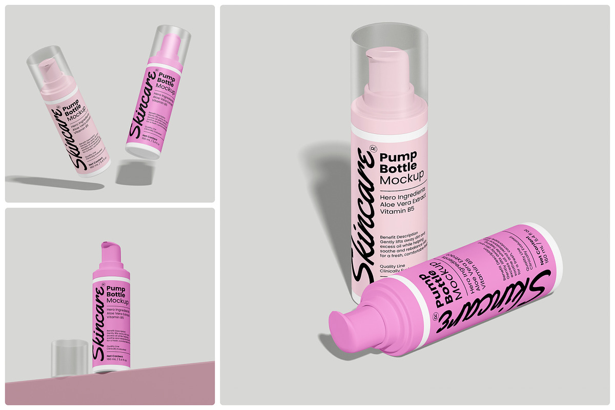 Skincare Pump Bottle Mockup, a Packaging Mockup by Unerispace (Photo 1 of 5)