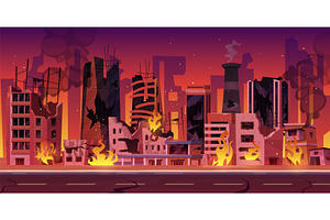 Burn city. Fire street burning, an Object Illustration by Stock-Smart-Start