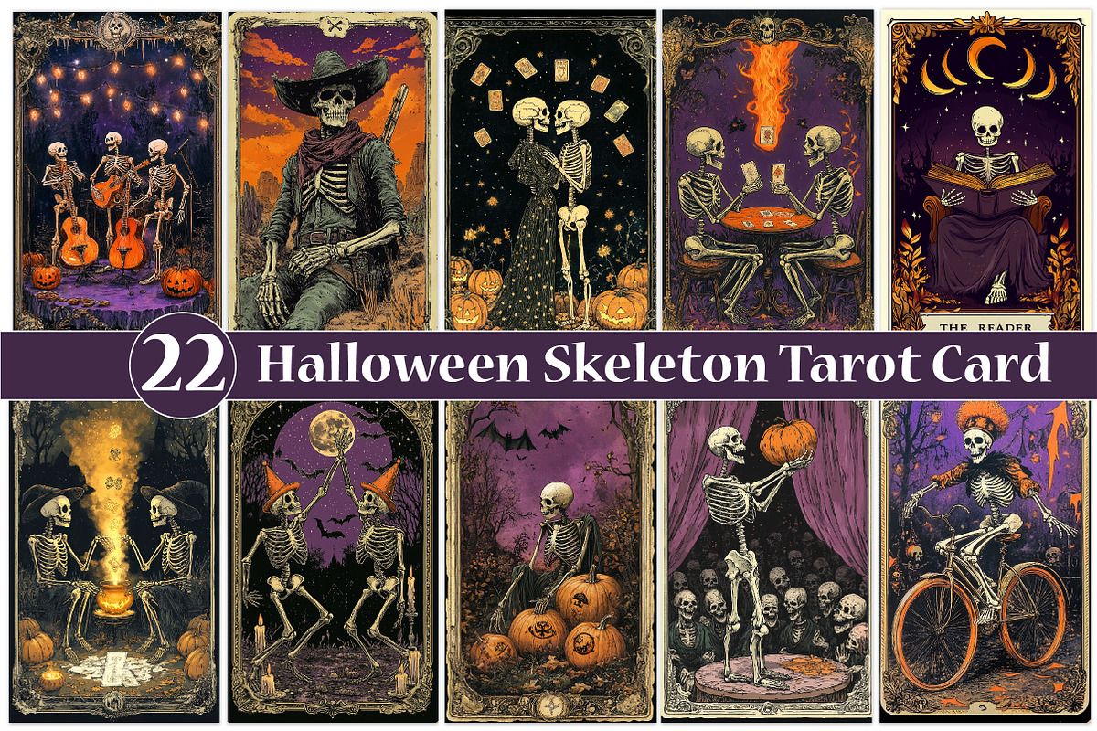 Funny Halloween Skeleton Tarot Card, an Illustration by Dream Creation (Photo 1 of 4)