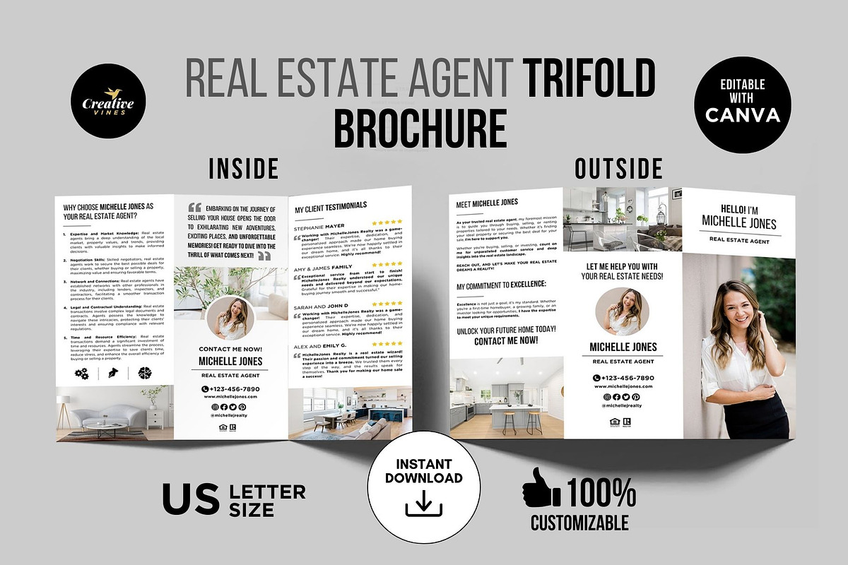 Real Estate Agent Trifold Brochure preview 2
