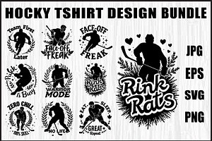 Hockey T-Shirt Design Bundle, an Object Graphic by jahid234
