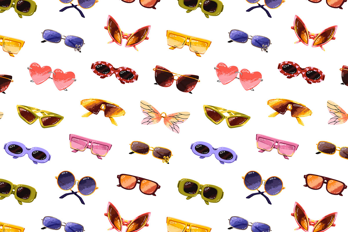 Stylish sunglasses set + patterns, an Object Illustration by PaperTrident (Photo 2 of 5)