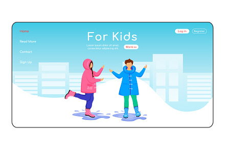 For kids landing page template, a Landing Page Template by The img
