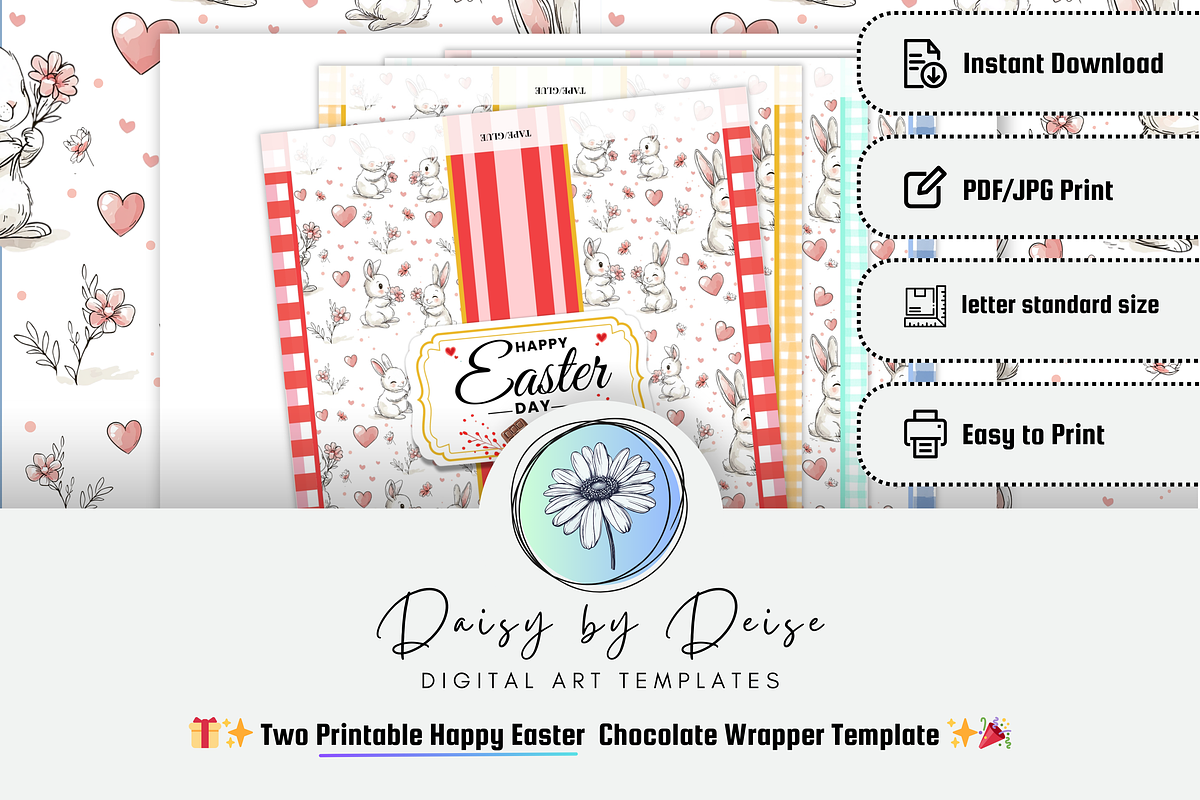 Easter Chocolate Bar Wrapper, a Stationery Template by DaisyByDeise (Photo 7 of 9)