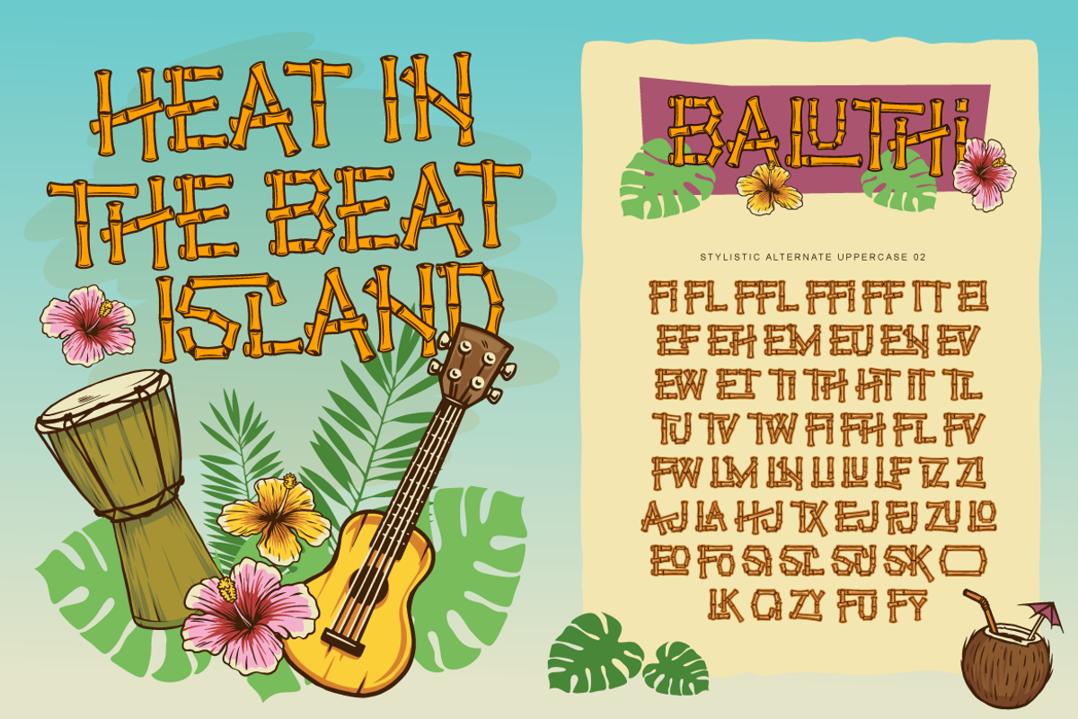 Baluthi - Hawaiian Bamboo Display, a Sans Serif Font by Artisan Themes (Photo 5 of 12)