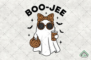 Boo Jee Leopard Ghost Halloween Png, an Illustration by Craft Nest