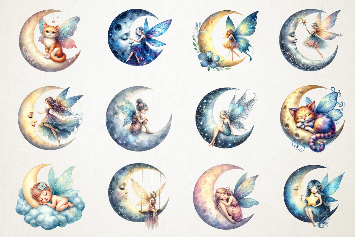 Fairy Moon Clipart, an Illustration by RobertsArt (Photo 2 of 7)