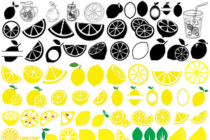 Lemon Clipart Set, Lemonade Vector