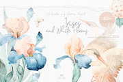 Watercolor Irises Flowers and Herons, an Illustration by Alamella (Thumbnail 1 of 15)