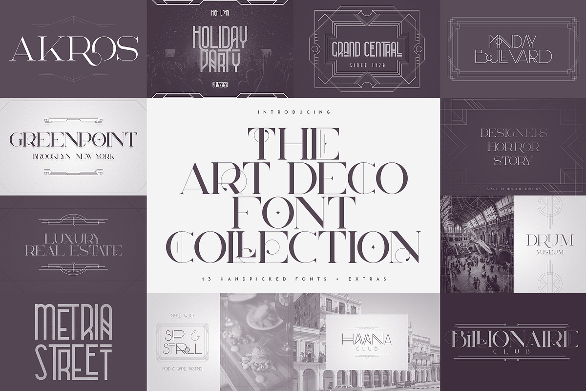 Art Deco Font Collection - 13 fonts, a Serif Font by VP Fonts