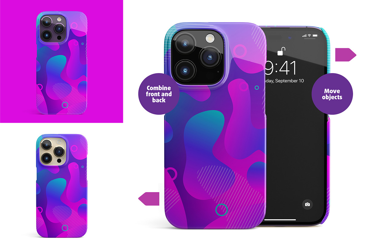 Phone 14 Pro Snap case Mock-up, an iPhone Mockup by Colatudo Store (Photo 6 of 9)
