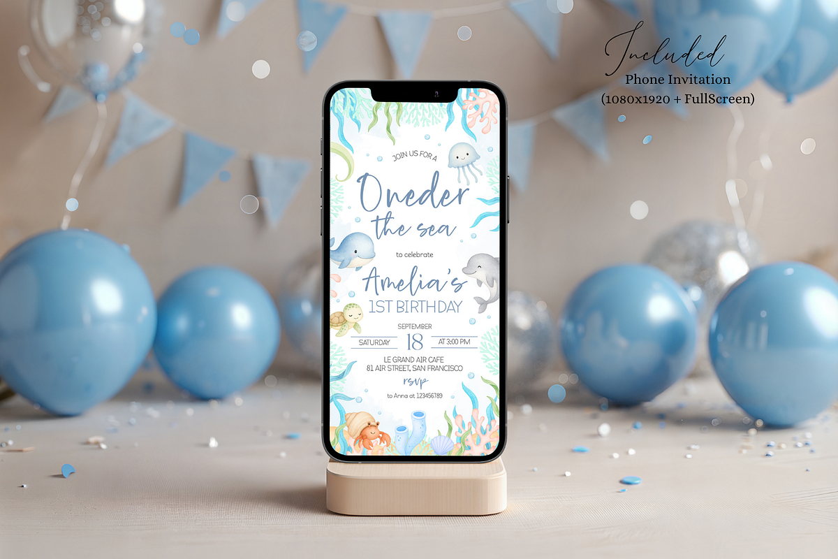 Digital Under The Sea Bday Invite, a Templates & Theme by Digital_Mind (Photo 2 of 3)