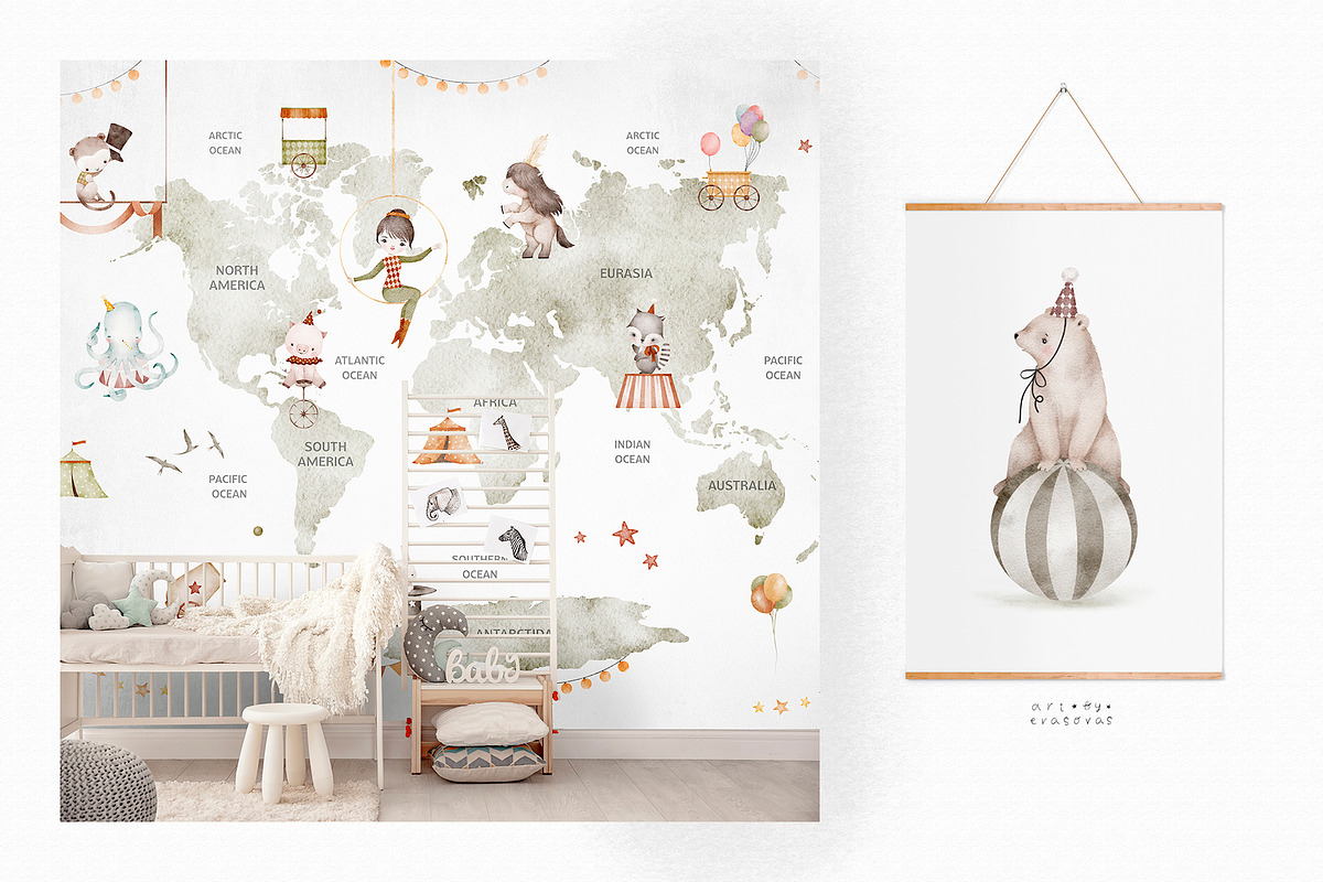 CIRCUS watercolor illustrations, an Animal Illustration by erasovas (Photo 3 of 10)