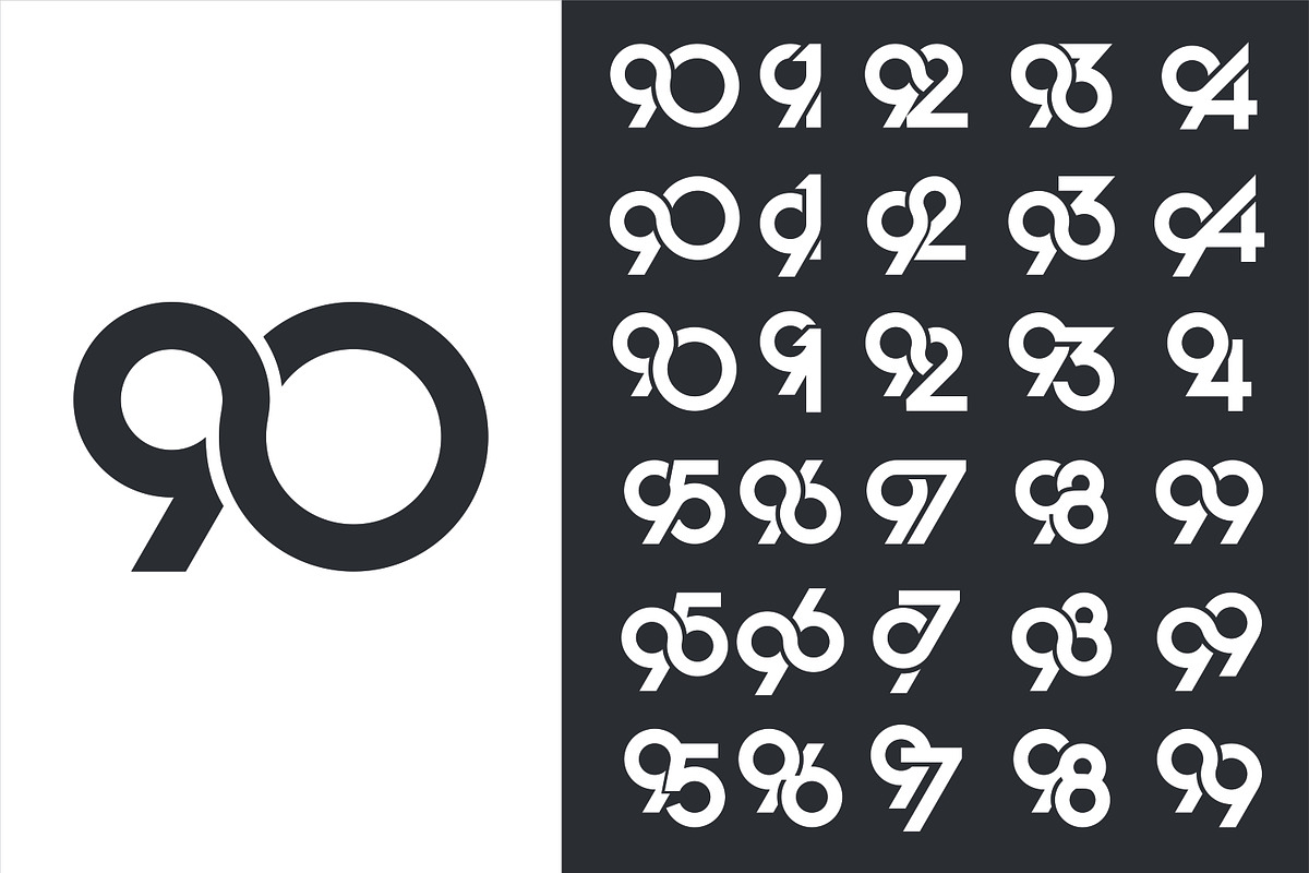 creative number 90 to 99 logo design, a Branding & Logo Template by BARONSTD (Photo 3 of 3)