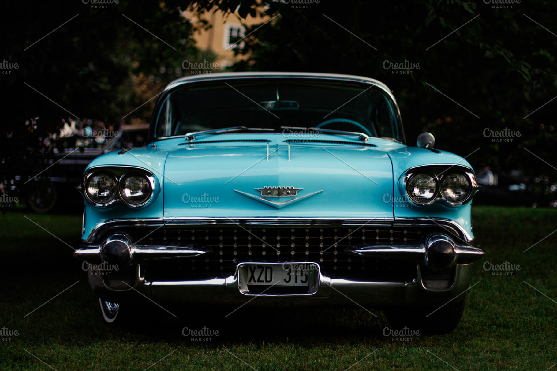 Classic Blue Car Stock Photo