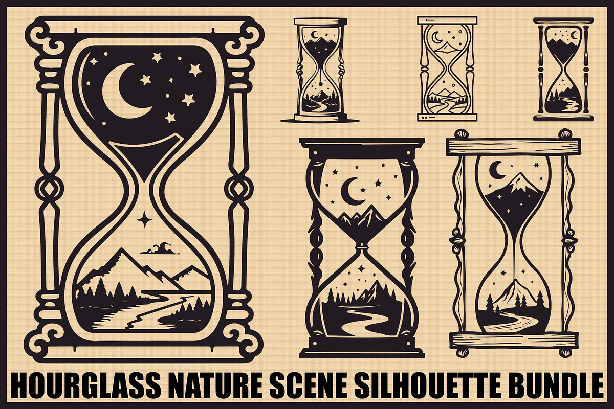 Hourglass Nature Scene Bundle, an Illustration by hafijul (Photo 1 of 7)
