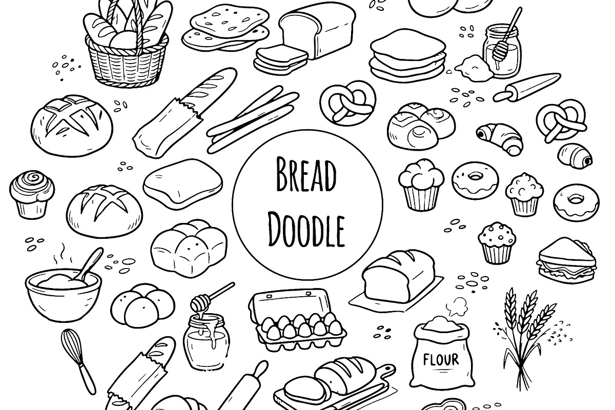 French bakery bread doodles, hand, an Object Illustration by Voodz_shop (Photo 2 of 3)