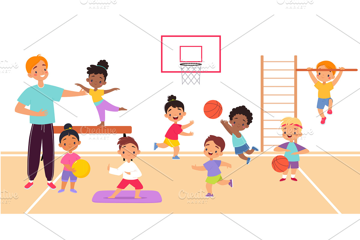 Children Trainer Teach Sport Lesson, a Person Illustration by TopVectors