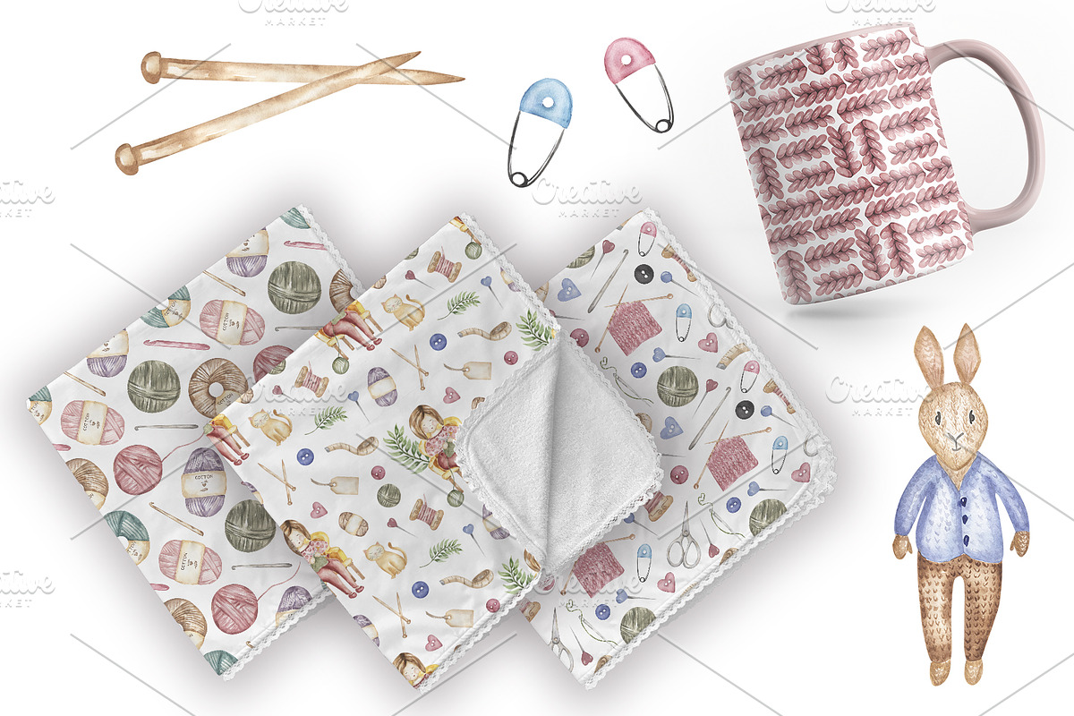 Watercolor Knitting Collection, a Work Illustration by MayaNavits (Photo 8 of 13)