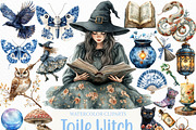 Watercolor Toile Witch Clipart, an Illustration by Craft Nest (Thumbnail 1 of 6)