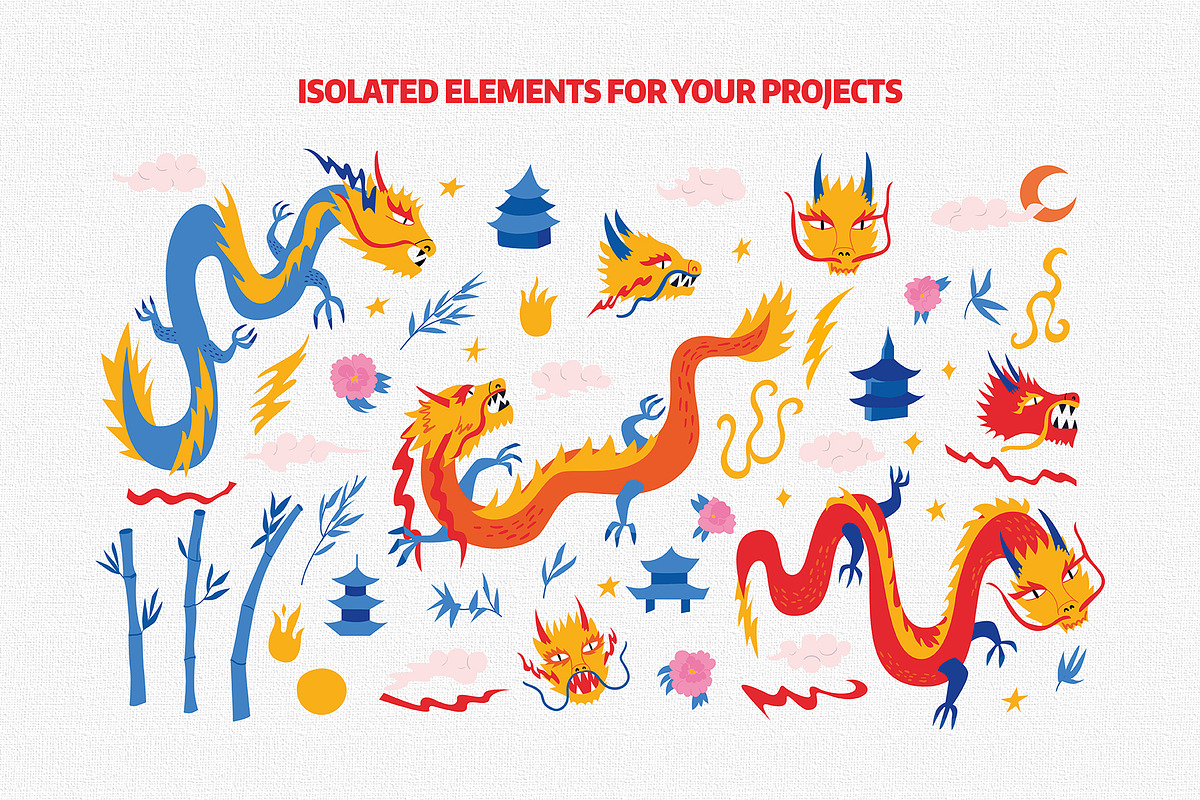 Asian Dragons | Cliparts, Patterns, an Animal Illustration by Felizabeth Design (Photo 5 of 13)