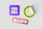 Glued Sticker Mockups, a Mockup by artimasa (Thumbnail 4 of 5)