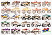 Watercolor Monster Truck Clipart Set, a Transportation Illustration by CropUp Creative (Thumbnail 2 of 5)