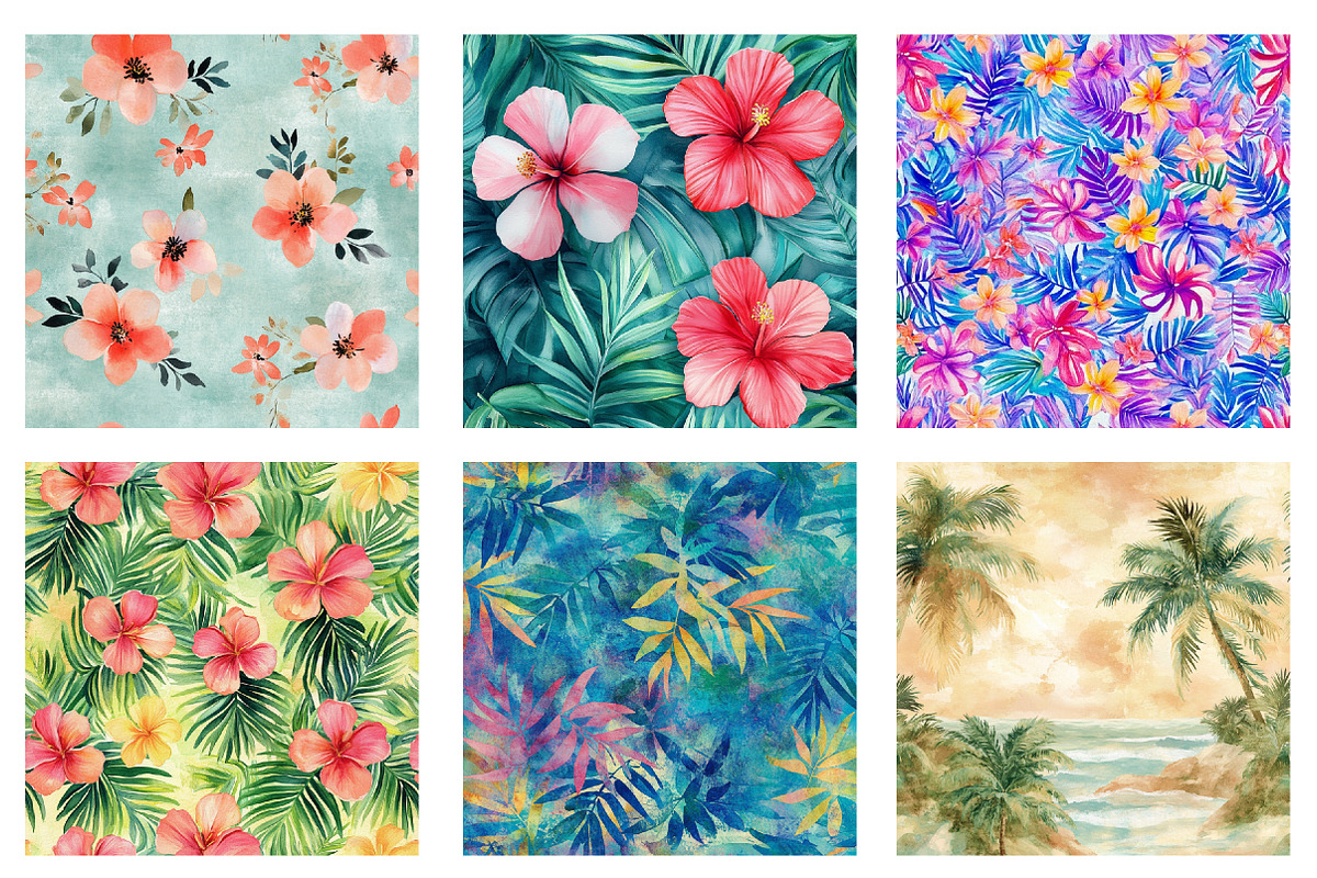 Tropical Breeze Digital Papers, an Illustration by SinaCreation (Photo 2 of 5)