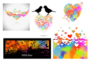 Rainbow Hearts, Abstract Butterflies