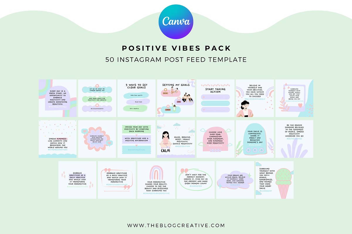 Positive Vibes Pack Instagram, a Social Media Template by The Blog Creative (Photo 2 of 6)