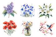 Watercolor Spring Flowers Clipart, an Illustration by CreationArt (Thumbnail 2 of 5)