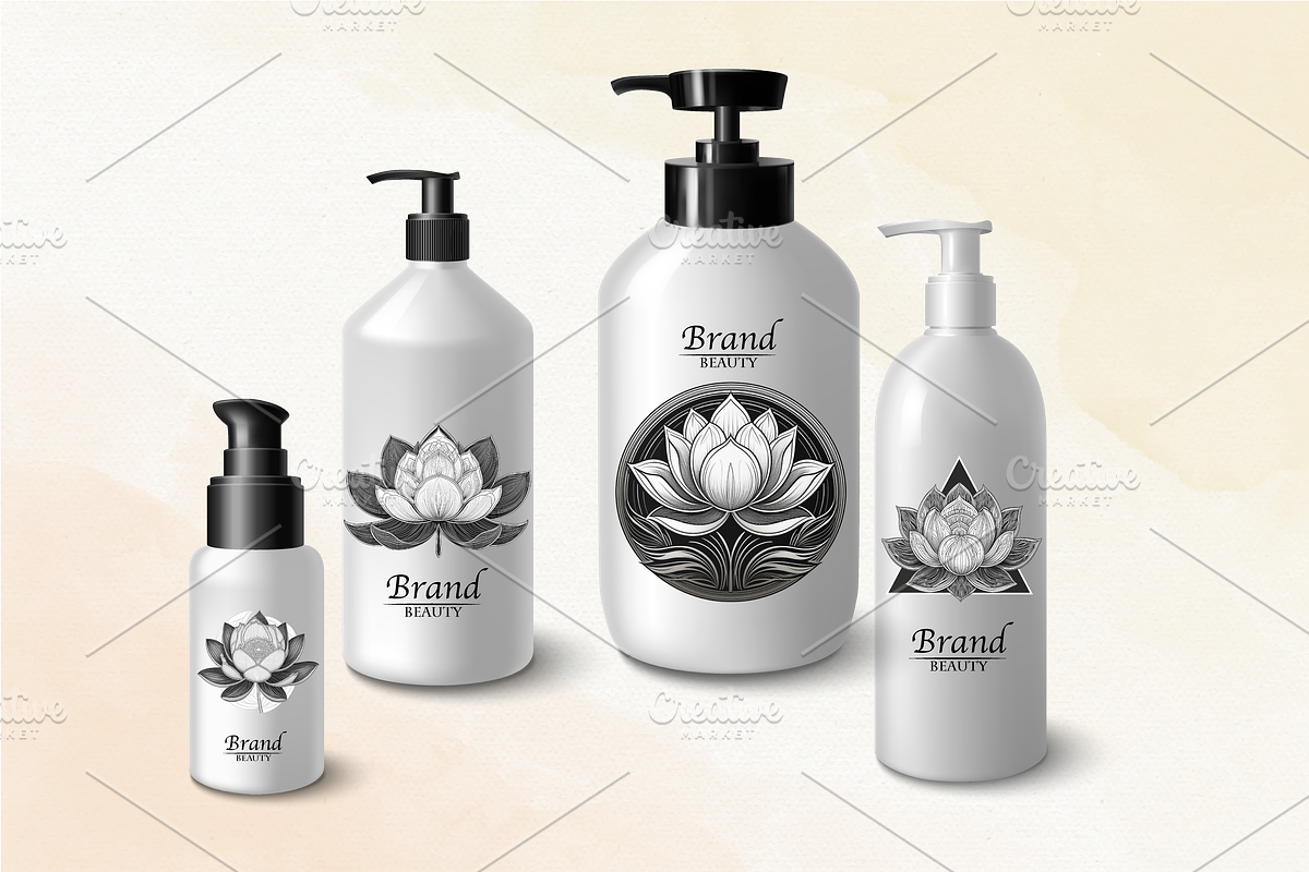 Sacred Lotus Flowers hand drawn logo, an Object Illustration by GraphicRedStudio (Photo 9 of 10)