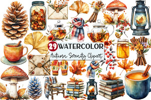 Watercolor Autumn Serenity Clipart, an Illustration by Rose Art