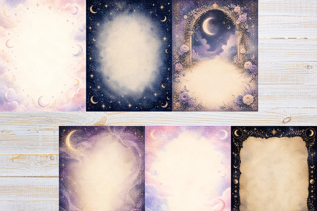 39 Celestial Moon Journal Pages, a Background Graphic by LA Design (Photo 3 of 10)