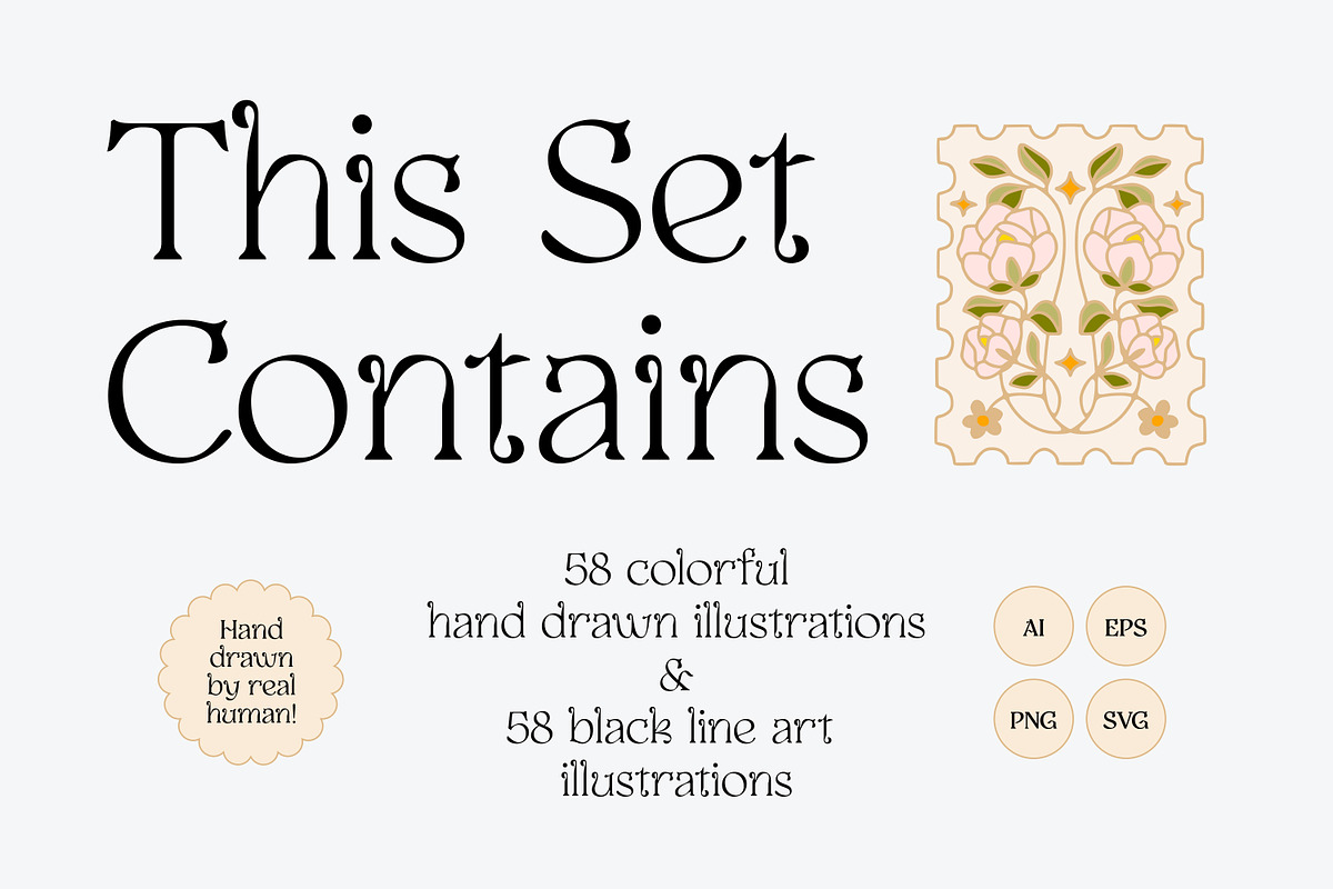 SENTIMENTAL Hand Drawn Whimsy Floral, an Object Graphic by Artflorara (Photo 2 of 12)