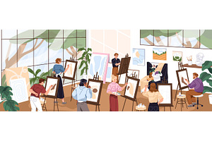 Artists drawing at art classes, an Education Illustration by PaperTrident