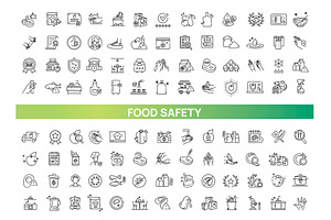 Set of outline food safety icons