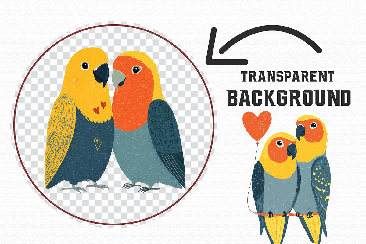Lovebird Valentine Couple Clipart PN, an Illustration by Libby Wishes (Photo 4 of 7)