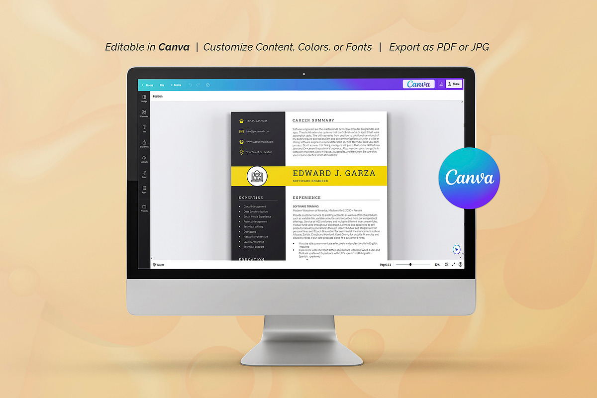 Canva Resume Template, a Resume Template by DesignDevisers (Photo 7 of 10)